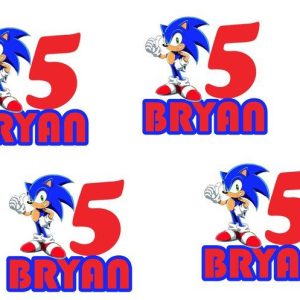 12 ADESIVI SAGOMATI SONIC PERSONALIZZABILI