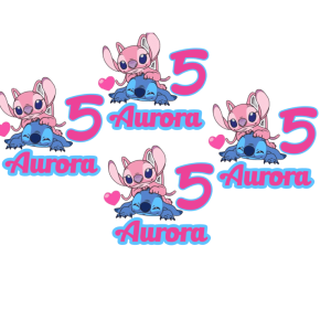 12 Adesivi Sagomati Stitch Personalizzati