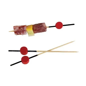 Stecchino bambu con pallina piatta rossa e finitura nera, 9 cm pz. 2000