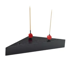 SIMA supporto reggi stecchini bambu nero triangolare 3 fori, 14 x 8 x h 2 cm pz. 10