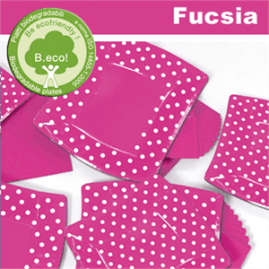 10 Piatti cm 19 Pois Fucsia