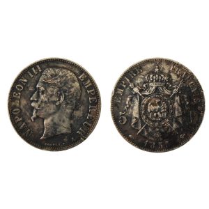 Francia – Napoleone III – 5 Franchi – 1855 – Parigi MB/BB