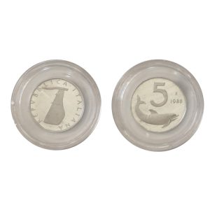5 Lire timone 1988 – proof – Confezione zecca