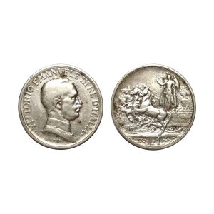 Vittorio Emanuele III – 1 Lira Quadriga Briosa – 1916 (Rara)
