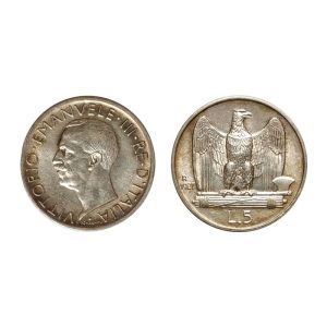 Vittorio Emanuele III – 5 Lire Aquilotto – 1927 – 2 Rosette