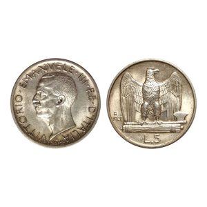 Vittorio Emanuele III – 5 Lire Aquilotto – 1927 – 2 Rosette