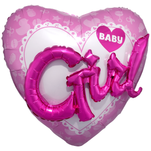 Pallone  Mylar  Cuore Baby Girl 3d cm 91* 91