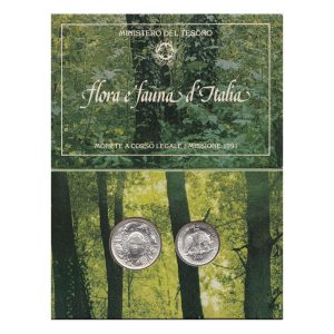 Dittico Flora e fauna d’Italia – 200 lire e 500 lire in argento – 1991 – 1° serie