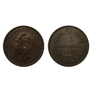 Vittorio Emanuele II – 10 Centesimi 1862 – Milano – SPL+