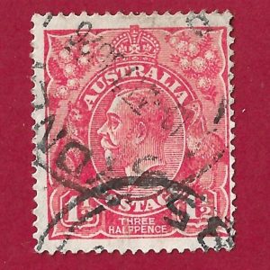 Francobollo  AUSTRALIA 1924 YT 49 usato ” Re Giorgio V -Dentellatura 14½ x 14 ” € 0,40