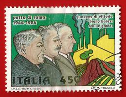 ITALIA – ITALY 1984 YT 1617 Used “40° anniversario del Patto di Roma” € 0,30