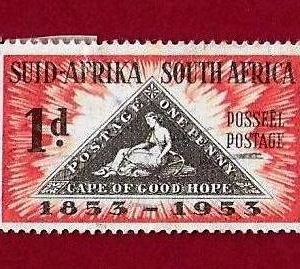 FRANCOBOLLO SUD AFRICA 1953 YT 194 ”  centenario del primo francobollo di Capo di Buona Speranza” € 0.20 Usato